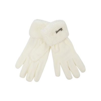 Cream fleece gloves